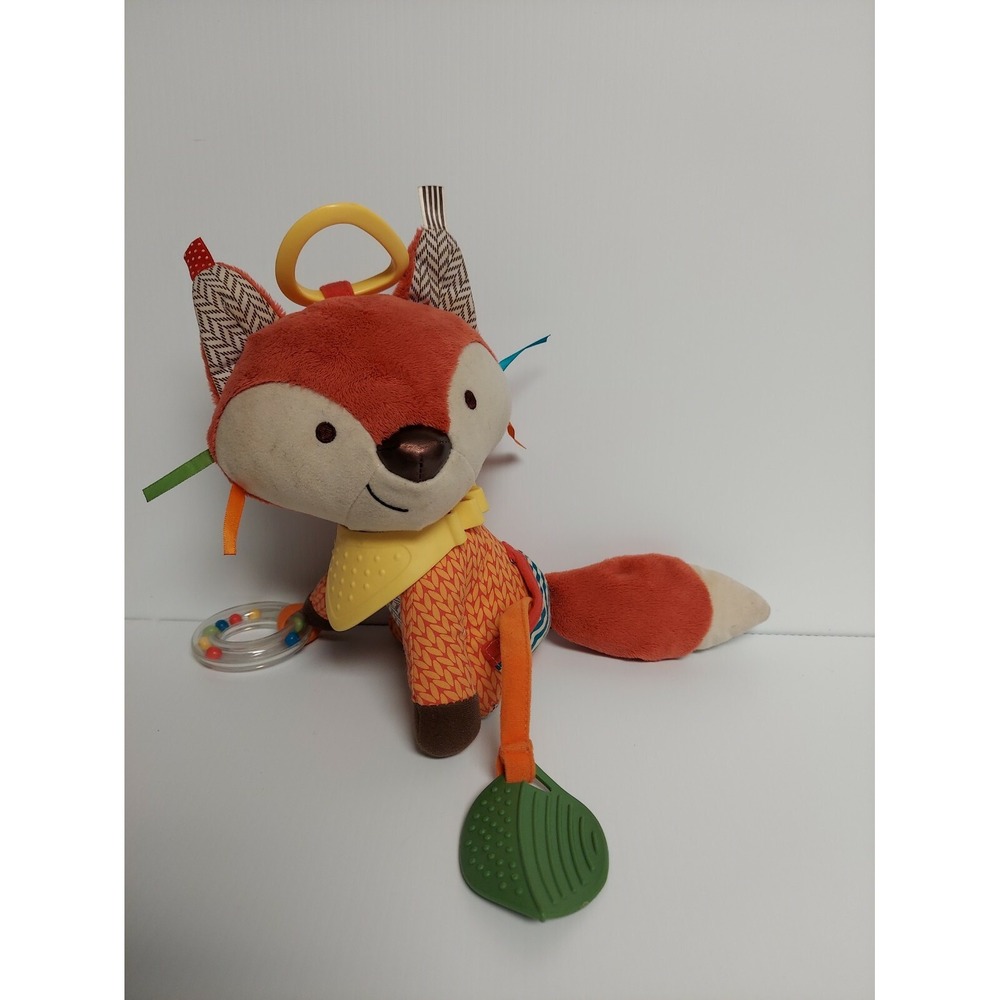 Skip Hop Bandana Buddies Fox 8" Teether Rattle Plush Animal Baby Activity Toy